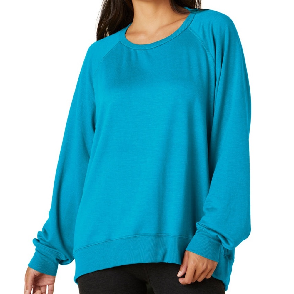 Beyond Yoga Cozy Fleece Saturday Oversized Pullover - Glow Blue - Size XL